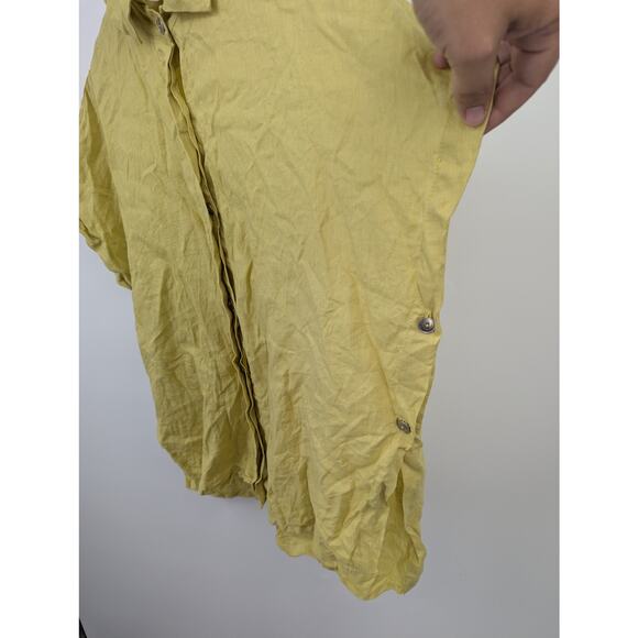 Planet by Lauren G 100% Linen Button Front Oversized Blouse Yellow Made in USA L - Picture 5 of 8